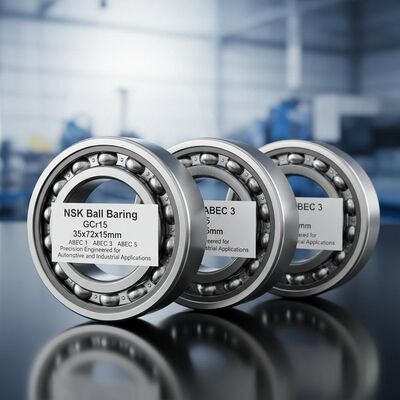 Roulement à billes NSK en acier chromé (GCr15) 35x72x15mm ABEC 1, ABEC 3, ABEC 5 Précision conçue pour les applications automobiles et industrielles